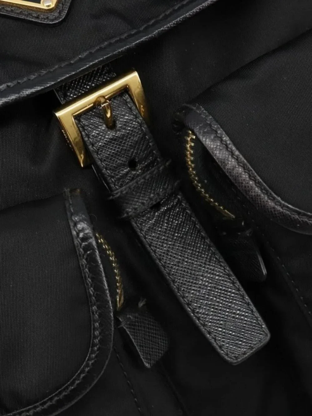 PRADA Backpack Nylon Black Gold Auth yk20532SAV